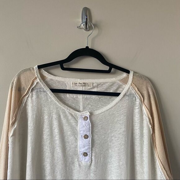 FREE People-Grand Slam Linen Blend Three-Quarter Sleeve Top (Size:Medium) - Picture 8 of 12
